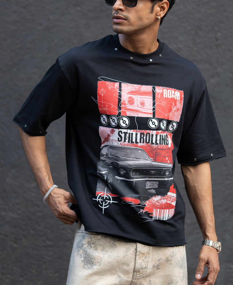 Black Graphic Stud T-Shirt