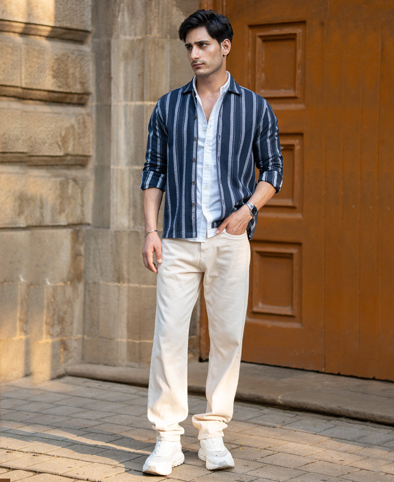 Navy Structure Stripe Shirt
