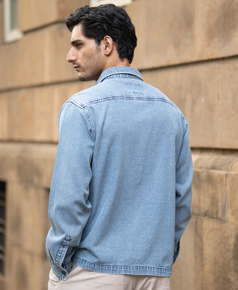 Blue Double Pocket Denim Shirt