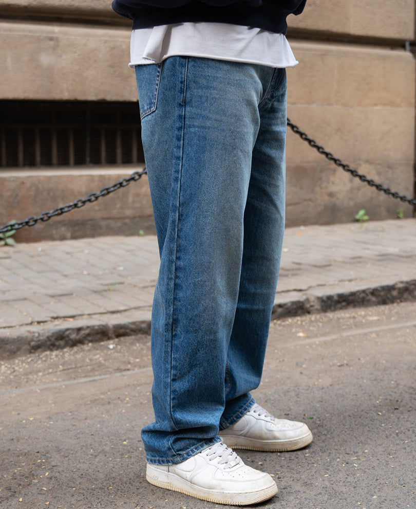 Blue Washed Baggy Jeans