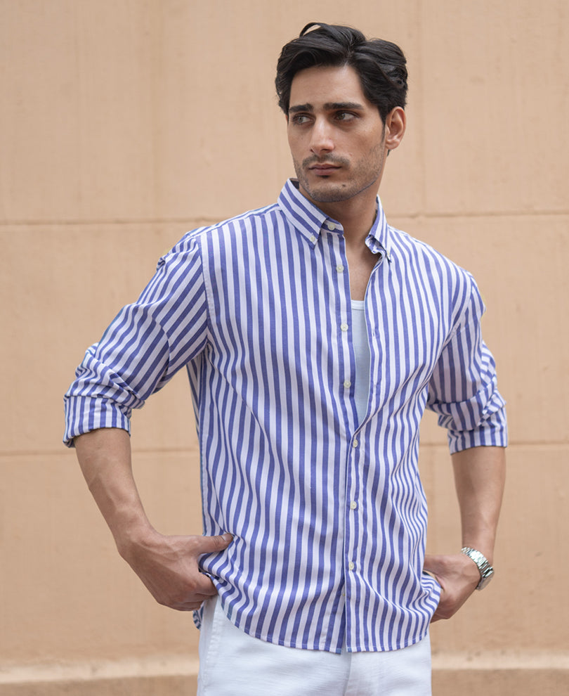 Blue Lightweight Stripe Shirt.