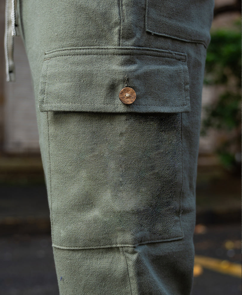 Olive Structured Linen Blend Trouser