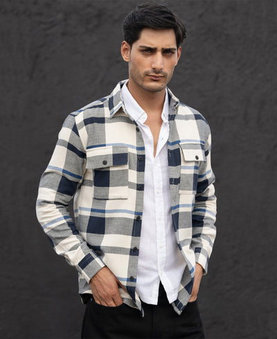 Navy Structure Checks Shirt