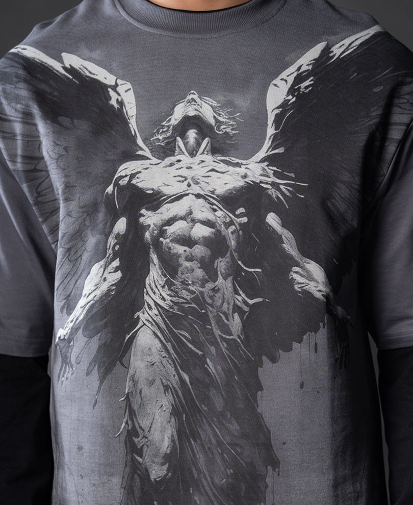 Grey Angel Grunge T-Shirt