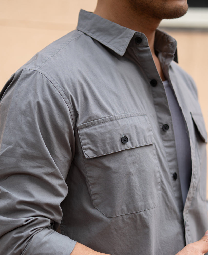 Grey Double Pocket Lightweight Shirt.