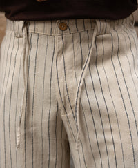 Cream Striped Linen Trouser