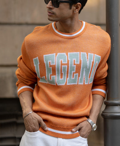 Orange Jacquard Sweater