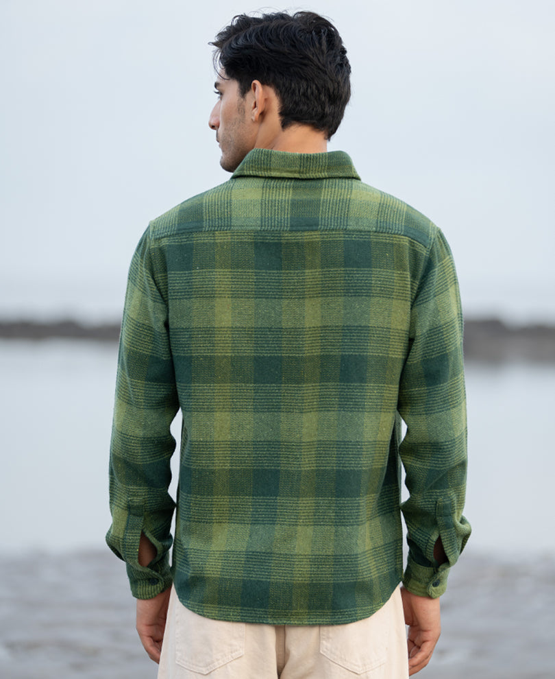 Green Structured Check Shirt