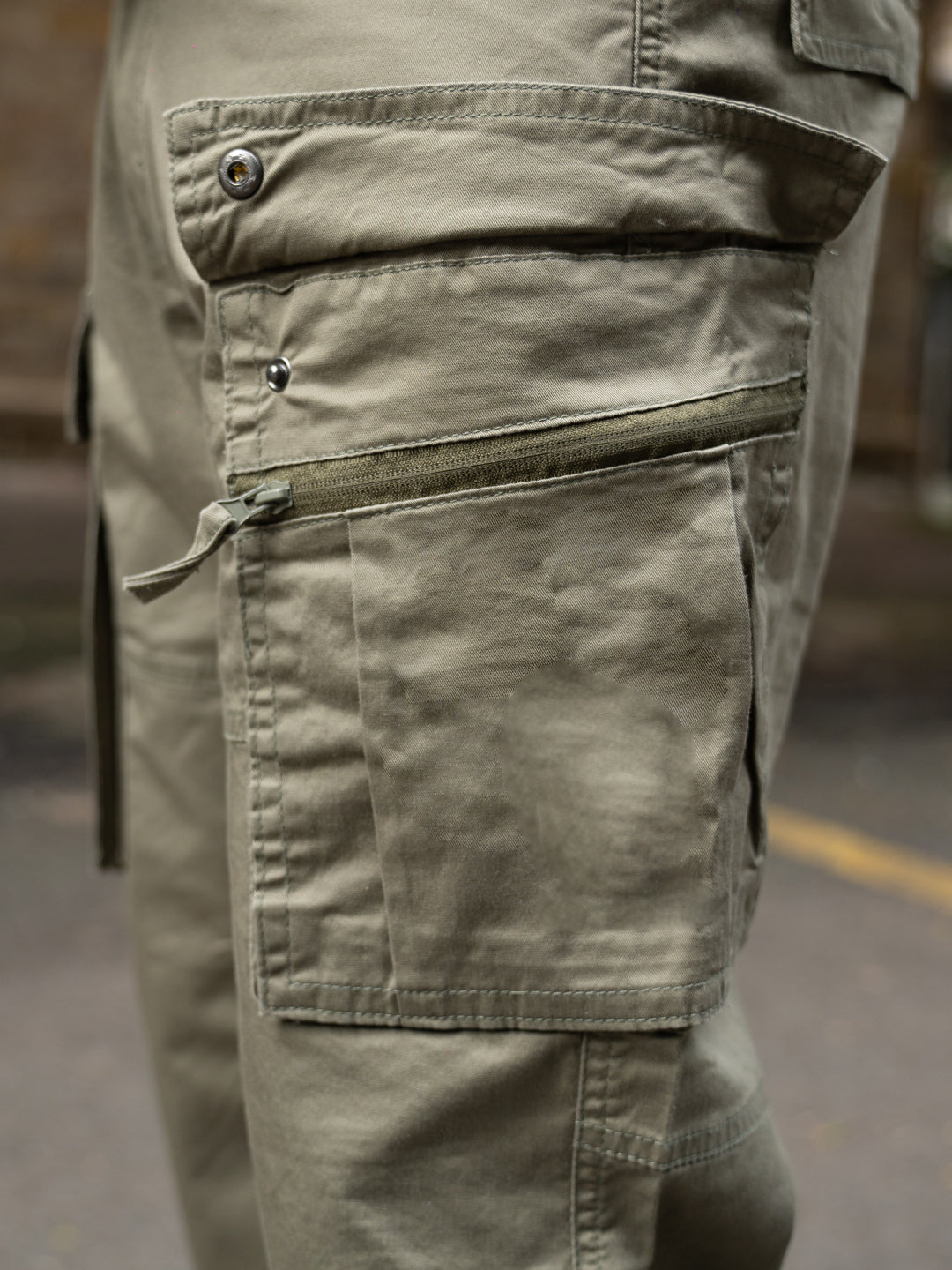Olive Regular Fit Cotton Utility Cargo Pant