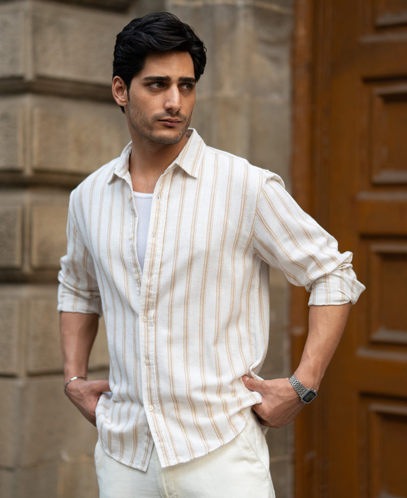 Natural & Beige Broad Stripe Shirt