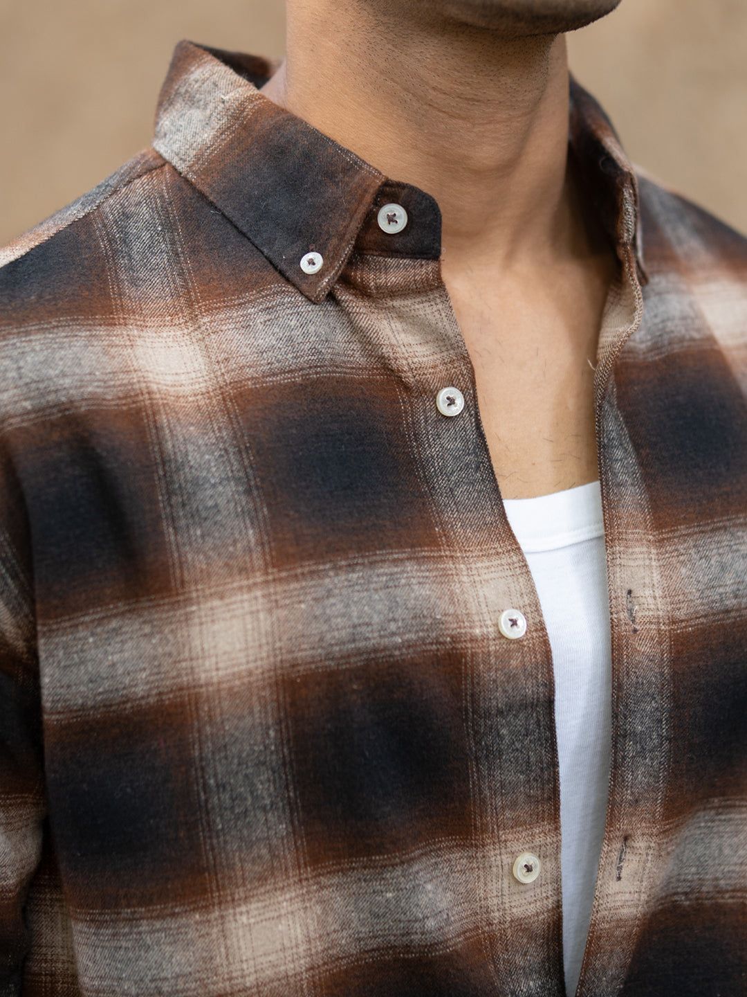 Dark Brown Checks Shirt