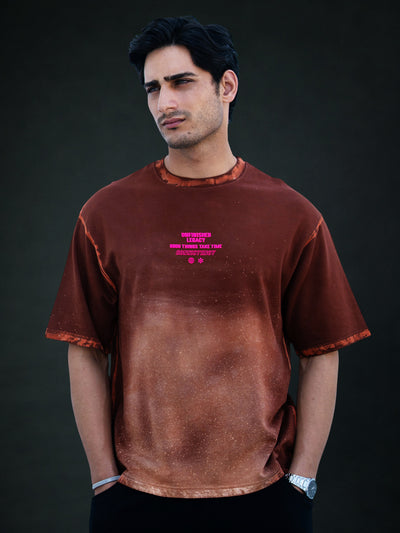 Brown Sprayed Graphic T-Shirt