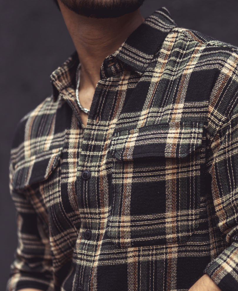 Multicolor Checks Double Pockets Oversize Drop Shoulder Shirt