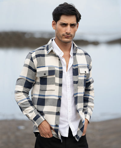 Navy Structure Checks Shirt