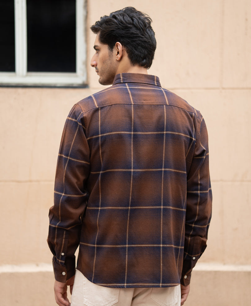 Brown Lightweight Checks Shirt.