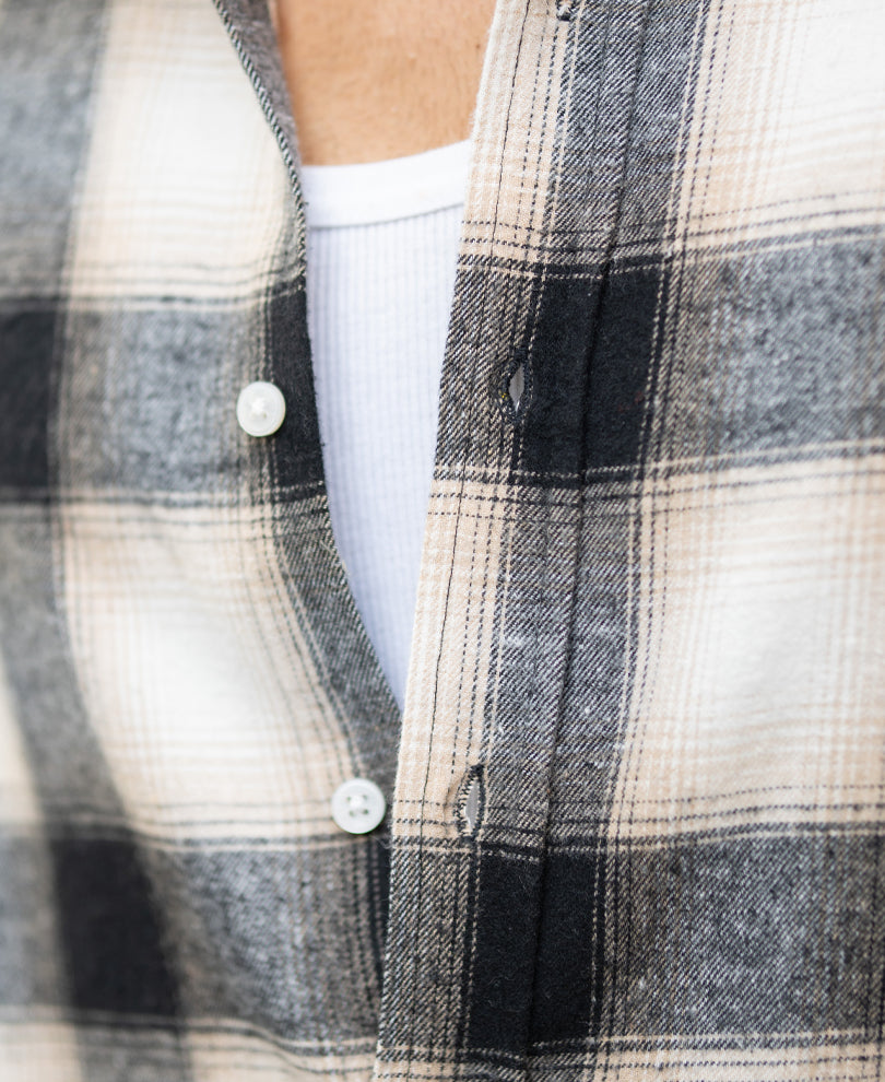 Black & Beige Brushed Checks Shirt