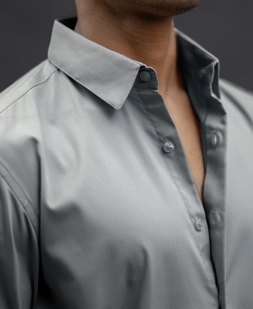 Grey Melange Stretch Shirt.