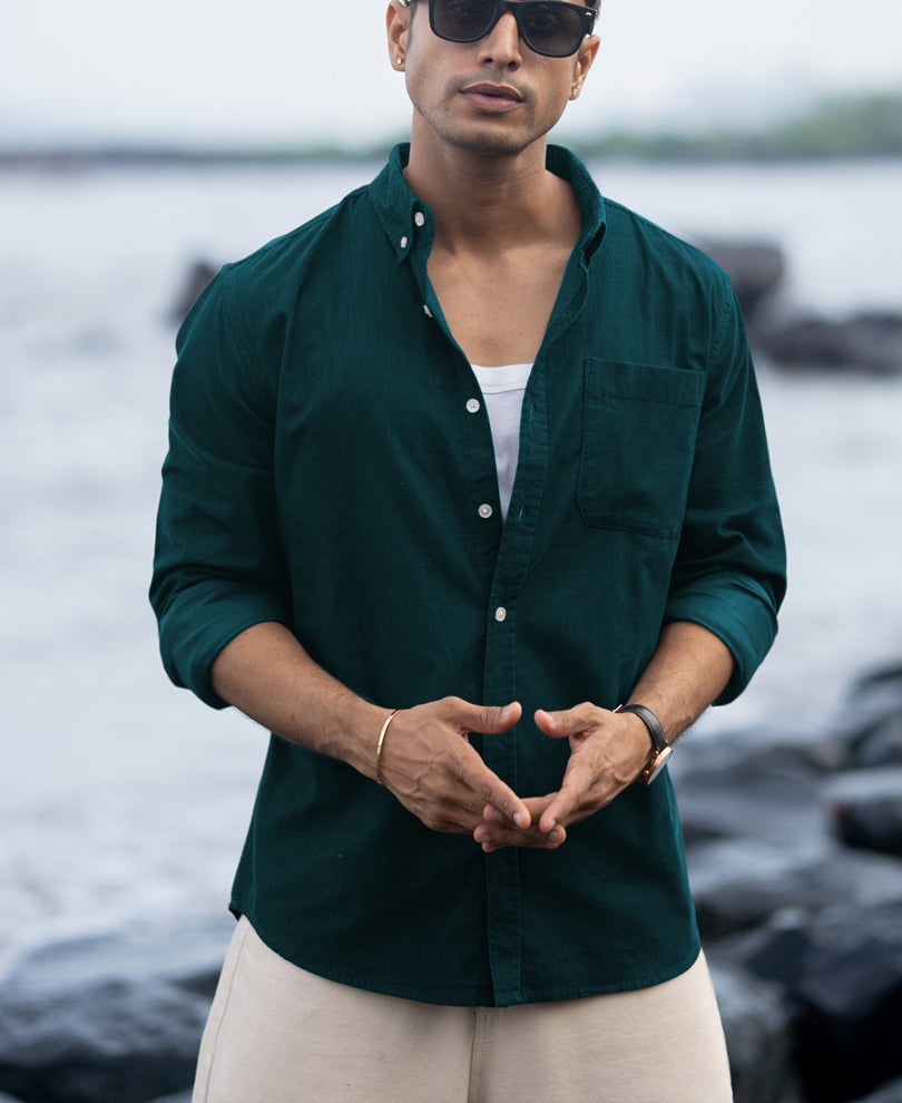 Dark Teal Corduroy Buttondown Shirt