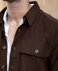 Brown Corduroy Shirt With Pockets