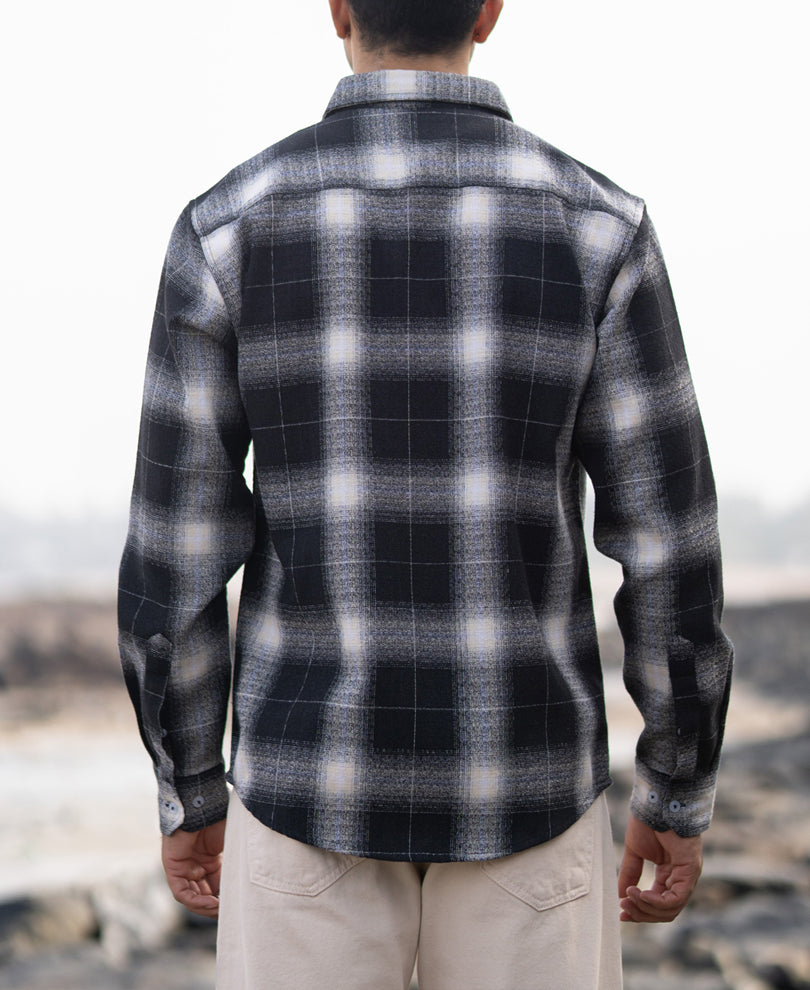 Black Structured Button Down Shirt