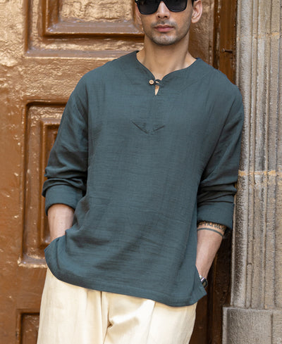 Grey Lightweight Kurta Shirt 100% Cotton