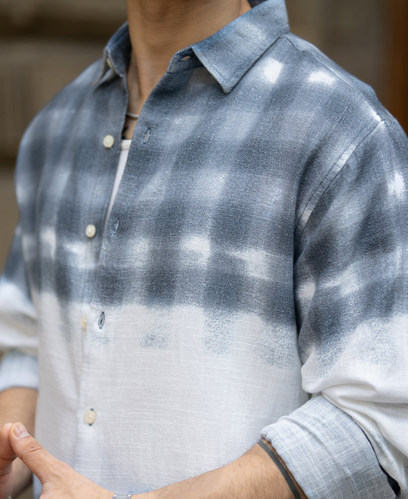 Blue Abstract Print Shirt.