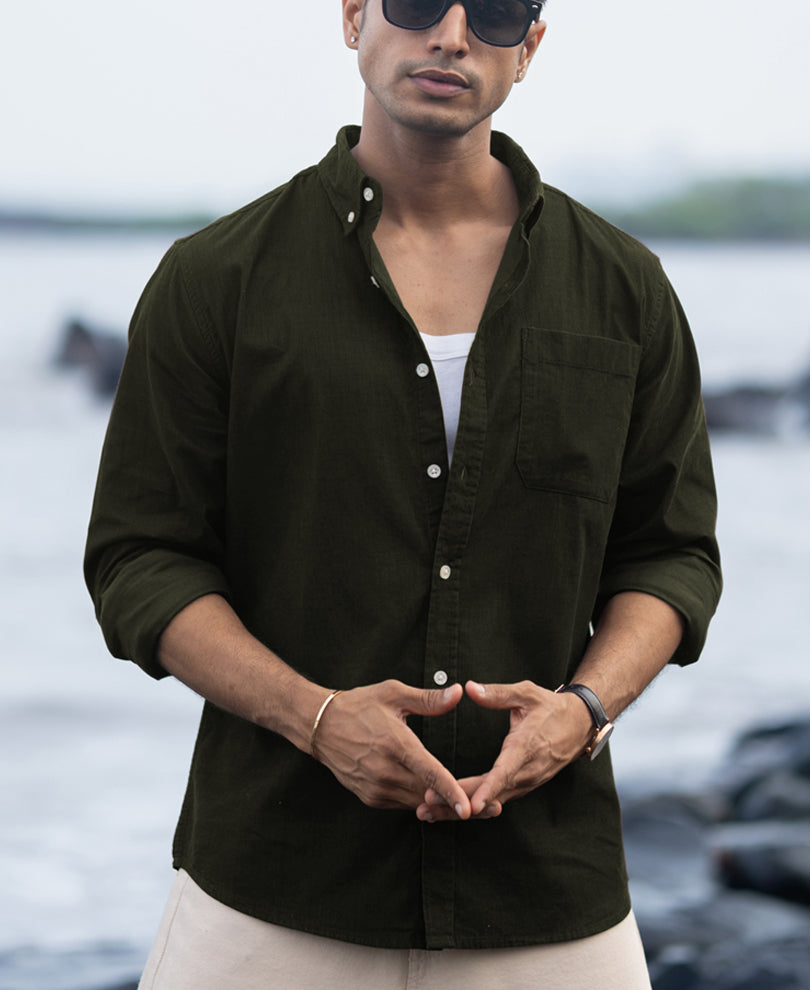 Dark Olive Corduroy Buttondown Shirt