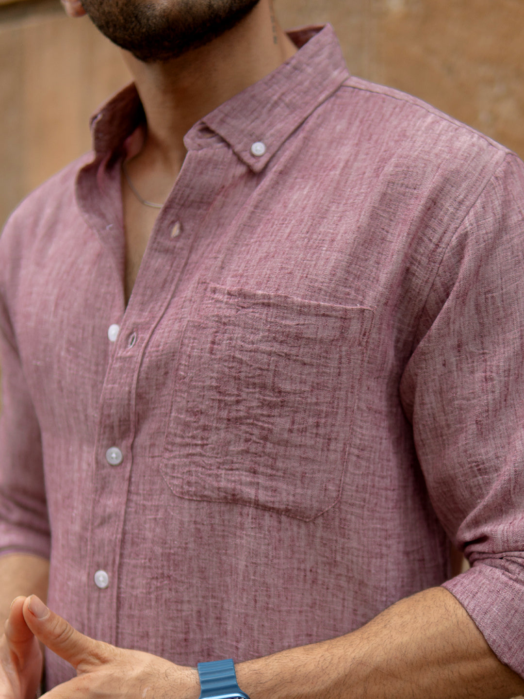 Mauve Slub Textured Shirt