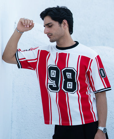 Red Printed Stripe Graphic T-Shirt