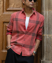 Red Washed Checks Shirt.