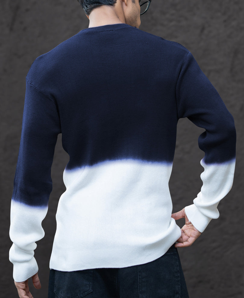 Navy Ombre Knit T-Shirt.