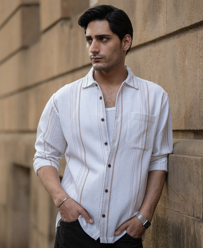 White Structured Striped Shirt