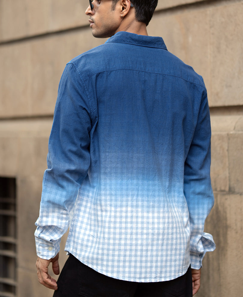 Blue Ombre Checked Shirt.