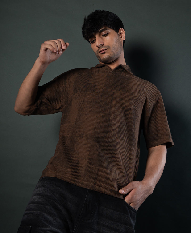 Brown Grunge Print T-Shirt.