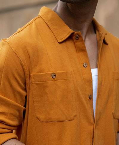 Mustard Structure Knit Shirt
