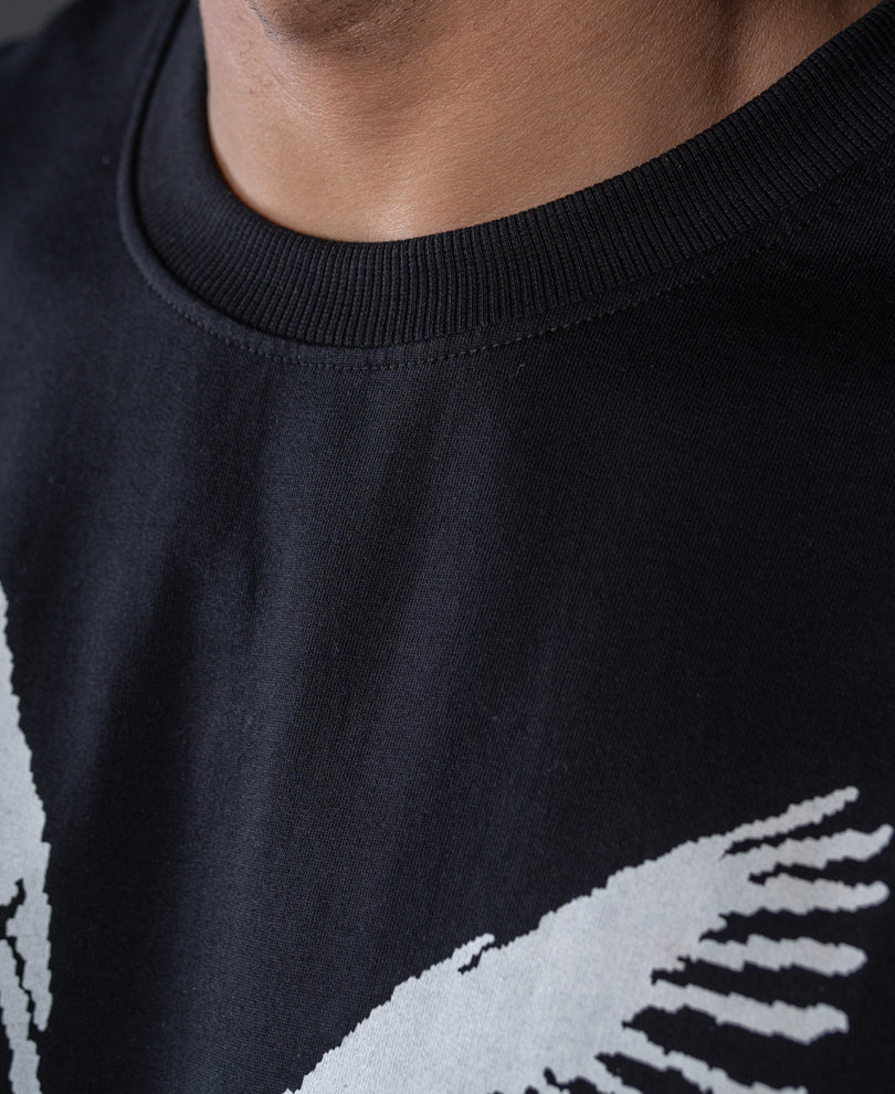 Heron Print Black Vest.