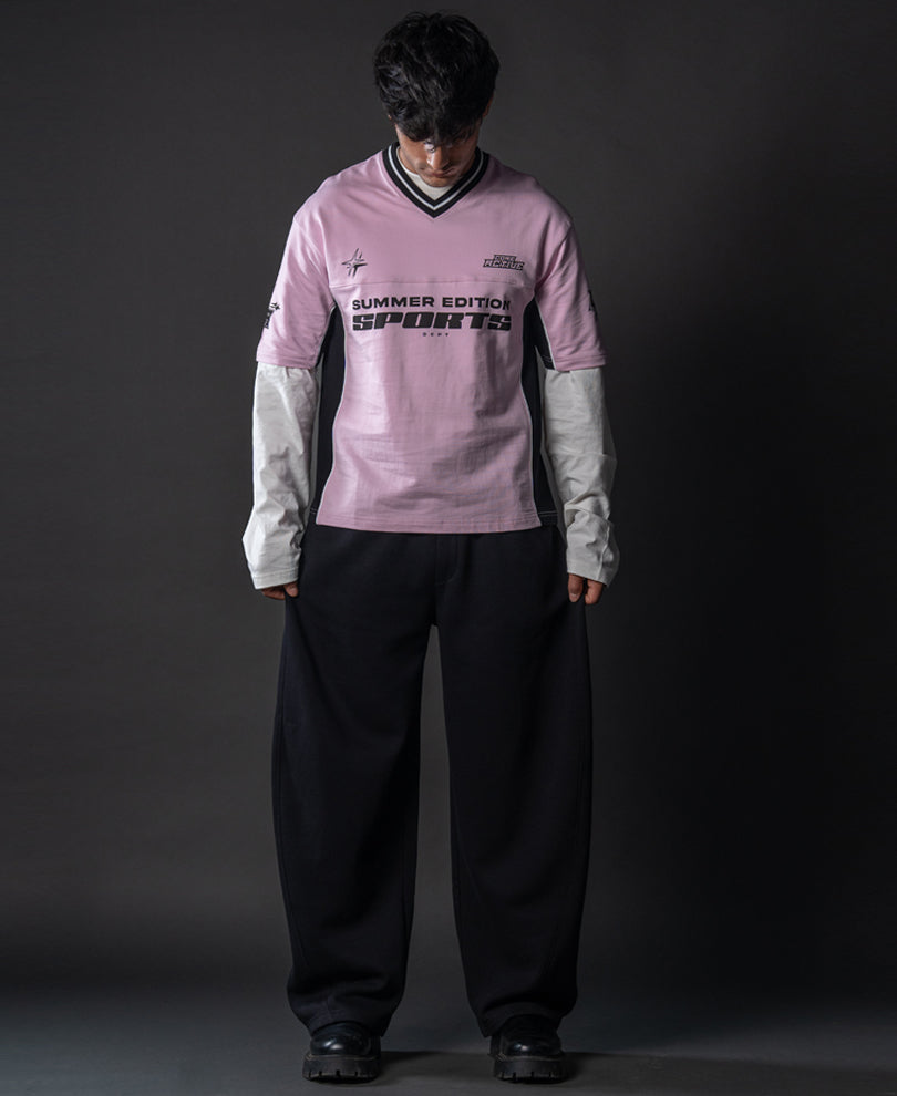Light Pink Panelled Sport T-Shirt.