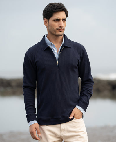 Navy Contrast Collar Polo T-Shirt