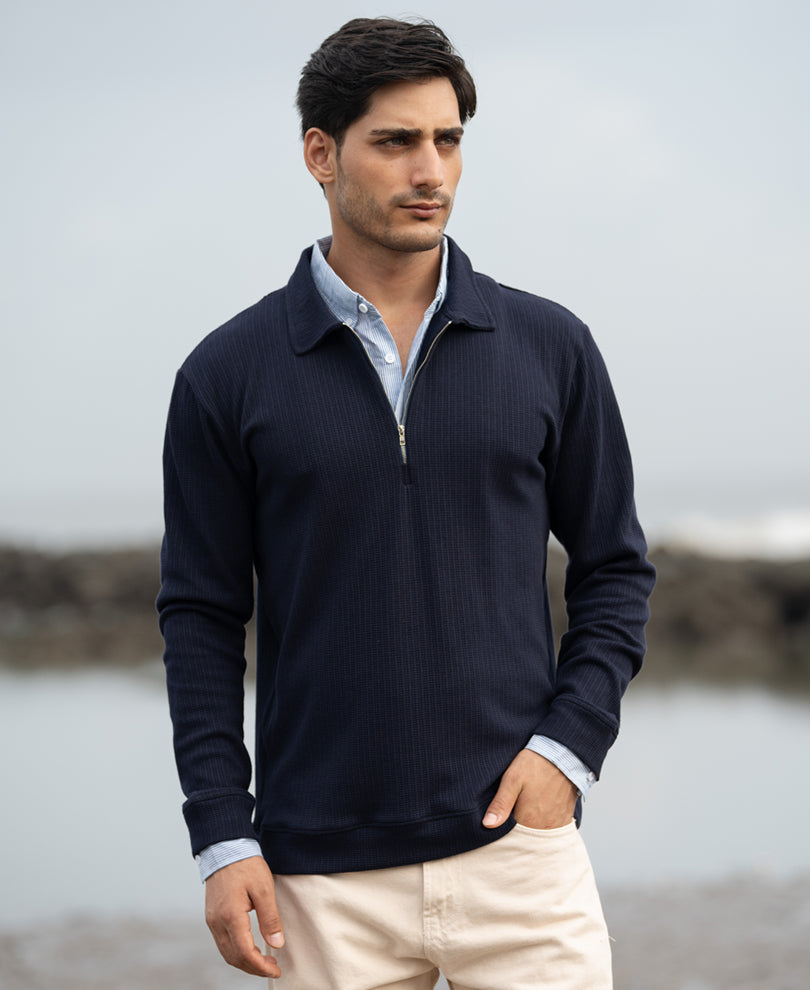 Navy Contrast Collar Polo T-Shirt