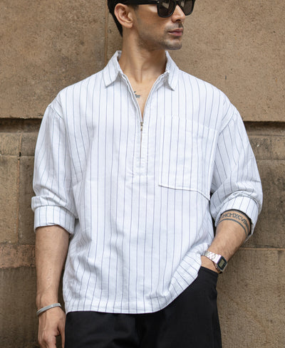 White Stripe Lightweight Kurta Shirt