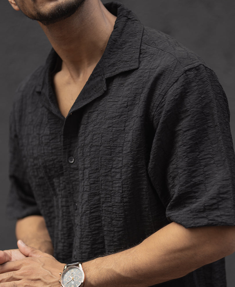 Black Structured Oversized Shirt