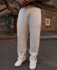 Cream and Beige Striped Baggy Fit Track Pant