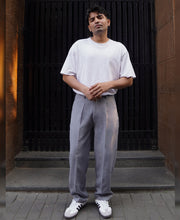 Grey Relaxed Fit Formal Pleated Pant