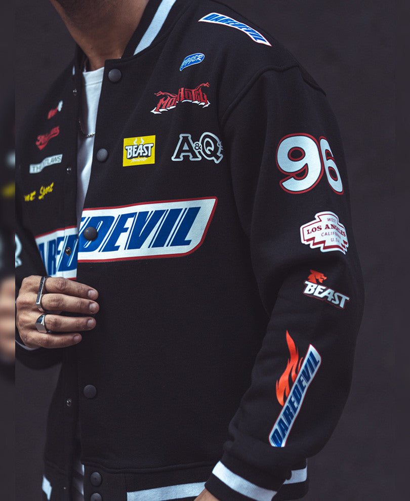 Black Daredevil Oversized Varsity Jacket