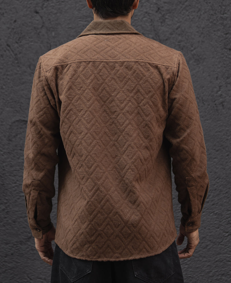 Dark Brown Regular Fit Full Sleeves Shirt