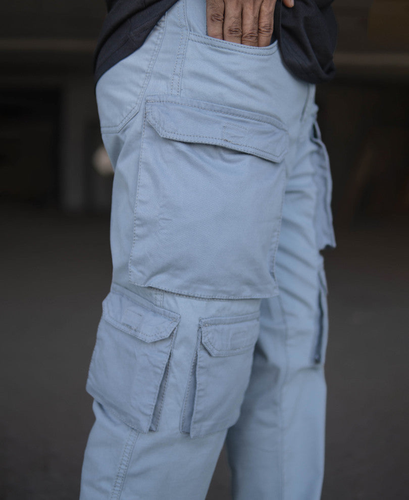 Sky Blue Baggy Fit Cargo Pant