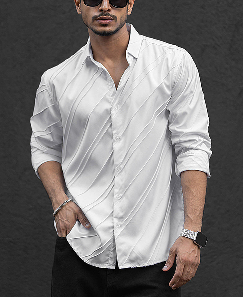 White Regular Fit Structured Shirt
