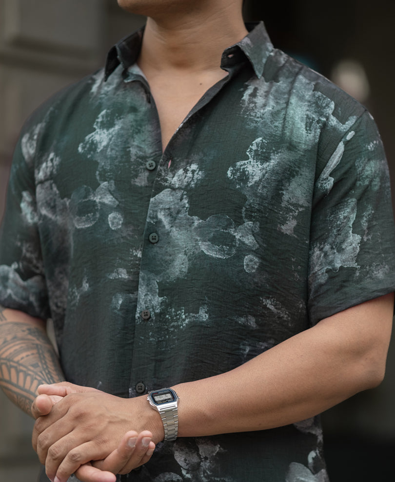 Black Regular Fit Half Sleeves Shirt