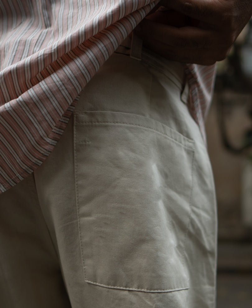 Cream Regular Fit Cotton Pants