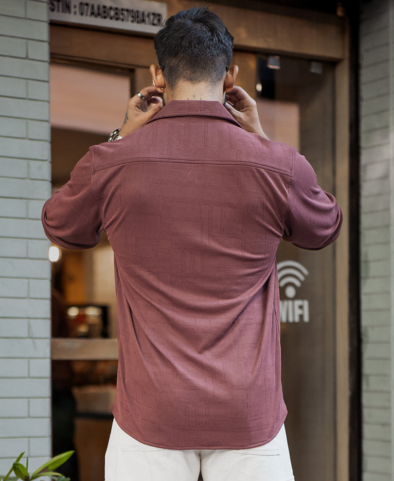 Wine Regular Fit Plain Full Sleeves Shirt